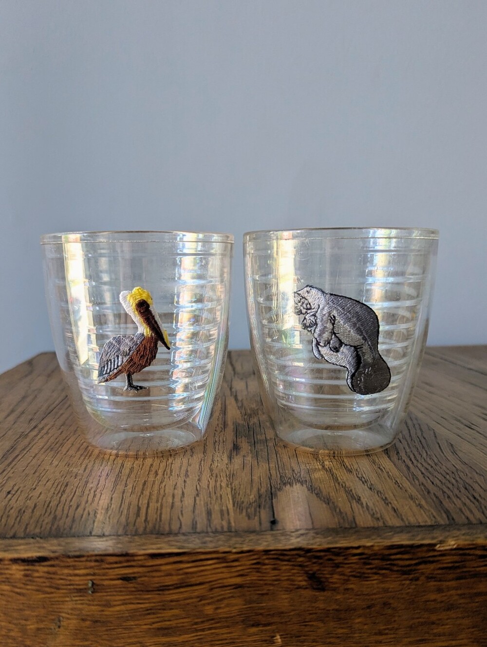 Pelican Manatee Tervis 12 oz Insulated Tumblers Embroidered Patch Set of 2 Cups